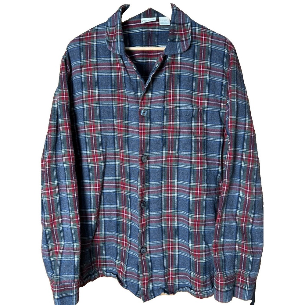 L.L. Bean Men's Scotch Plaid Flannel Pajama Top Cotton Size Large Regular EUC